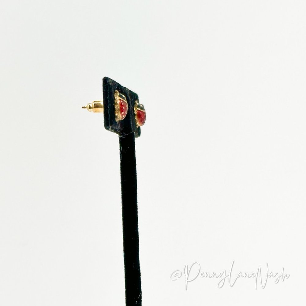 Vintage Red Mini Ladybug Earrings - Picture 4 of 7